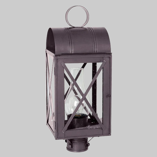 Decorative outdoor wall light fixture on a gray background