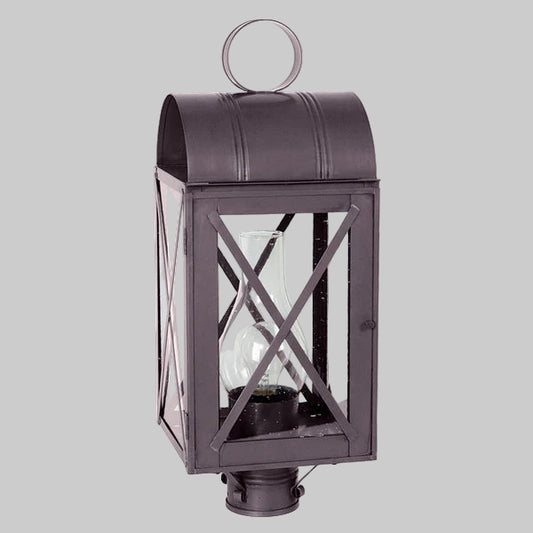 Decorative outdoor wall light fixture on a gray background