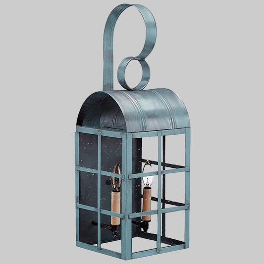 Decorative metal lantern with a gray background