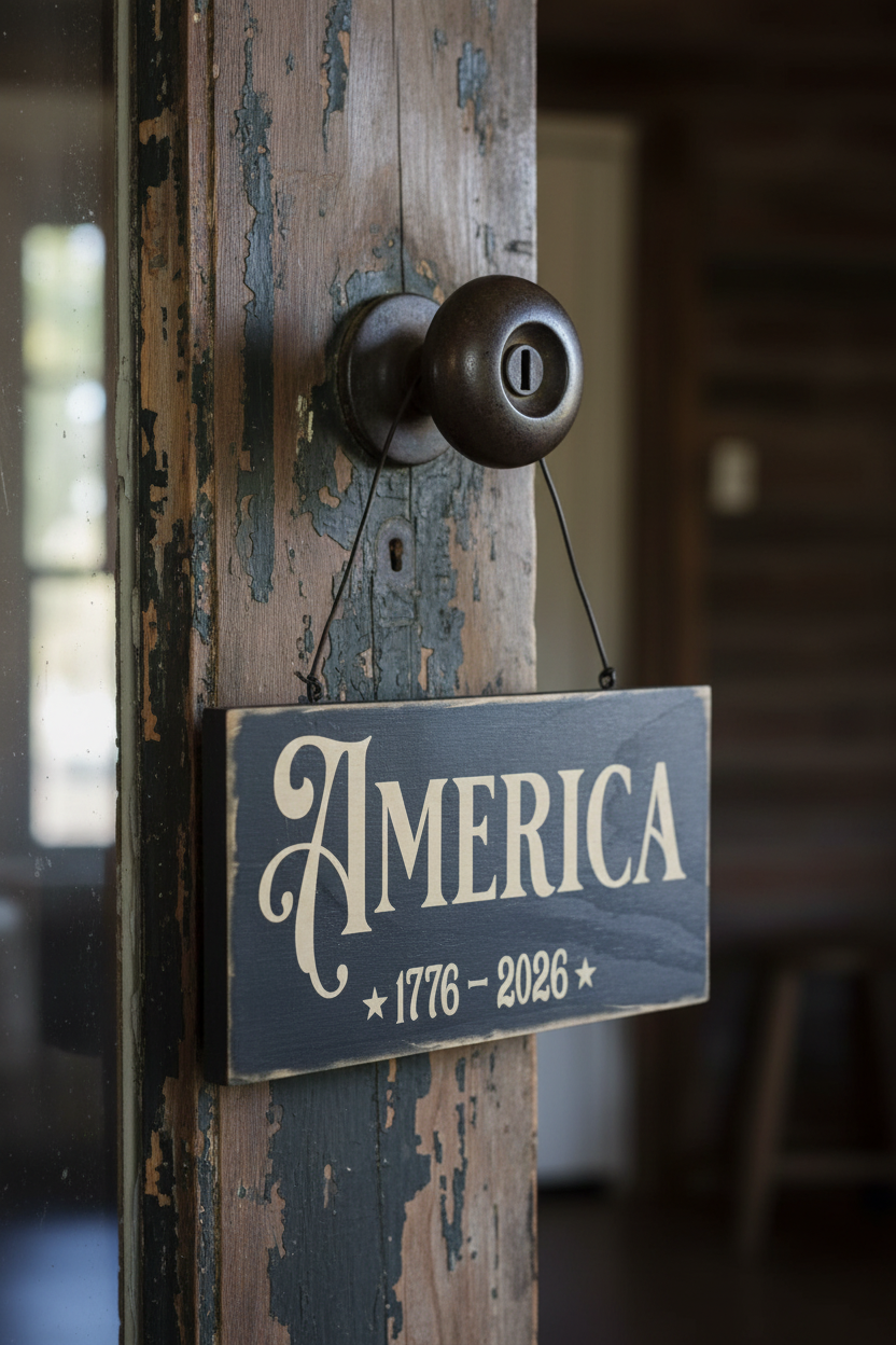 America 1776-2026 Primitive Wood Sign