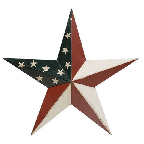 Decorative star with red, white, and blue colors on a white background