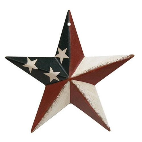 Decorative star with red, white, and blue colors on a white background