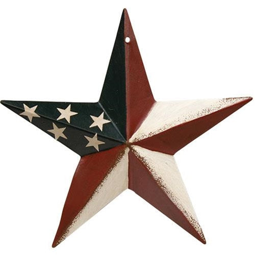 Decorative star with American flag design on a white background