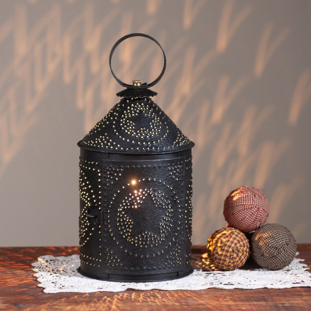 Americana Lantern in Textured Black with Star