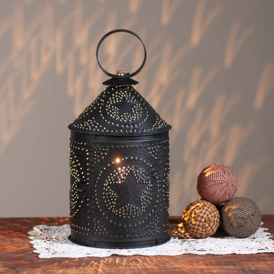 Americana Lantern in Textured Black with Star