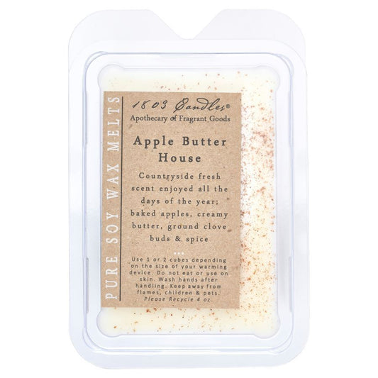 Apple Butter House wax melt packaging with text on a white background