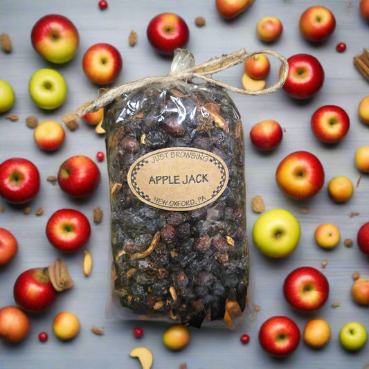Pouch of Apple Jack product on a leafy background