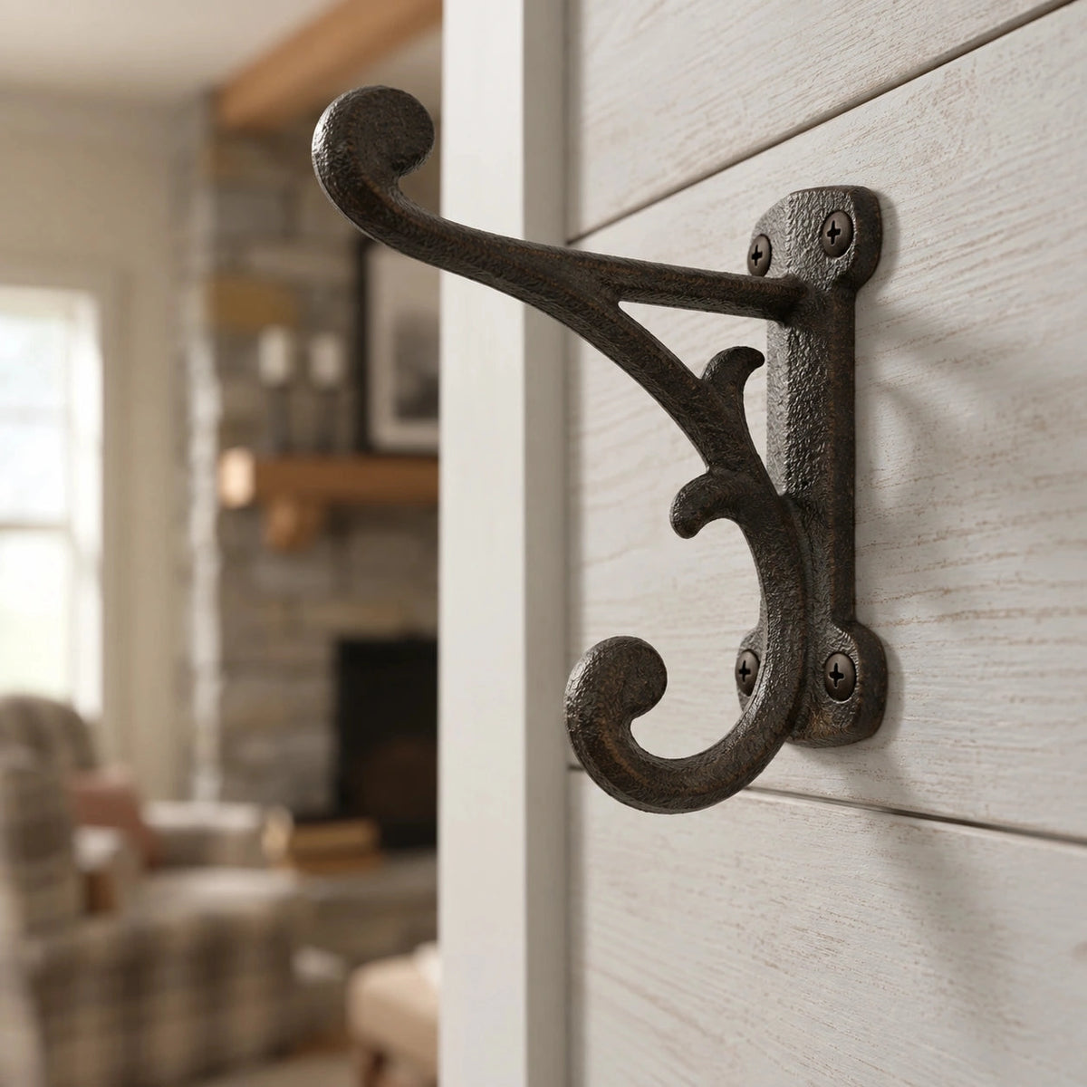 Wall Hook Cast Iron Farmhouse Weathered Finish