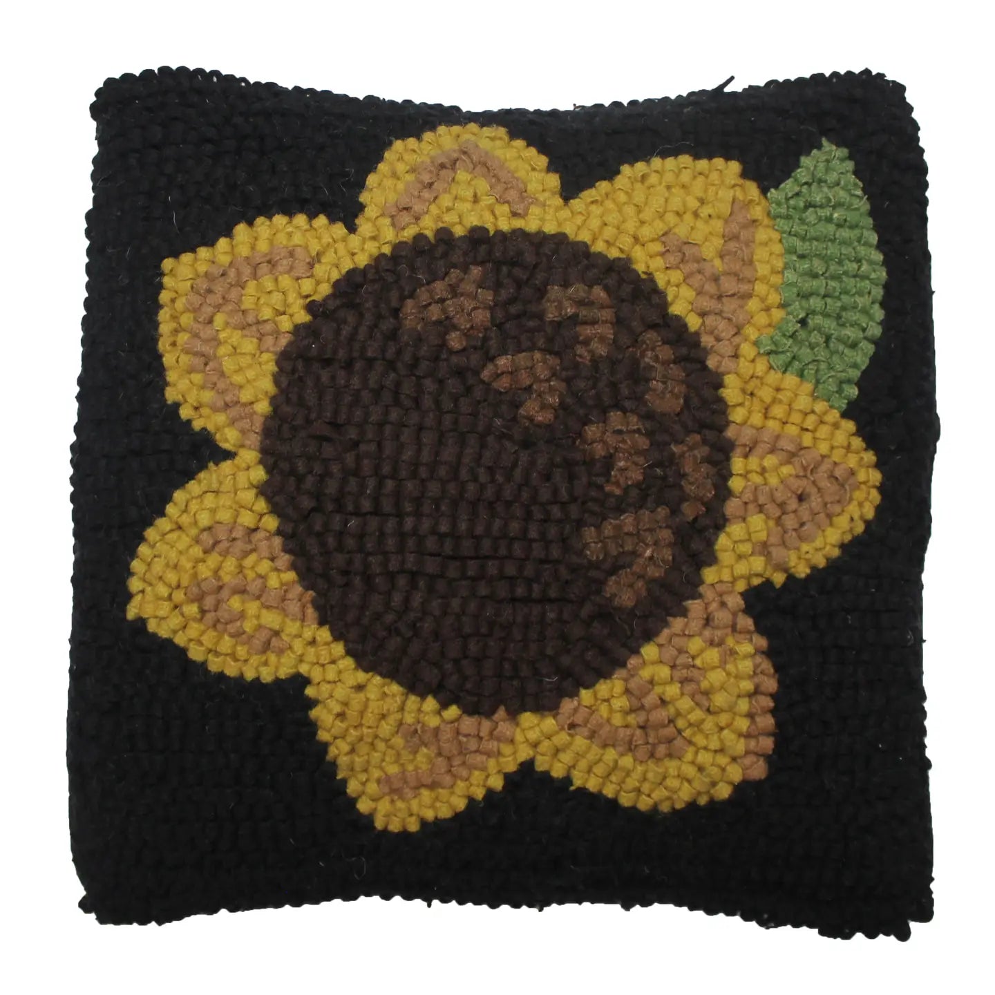 Sunflower Wool Hooked Pillow