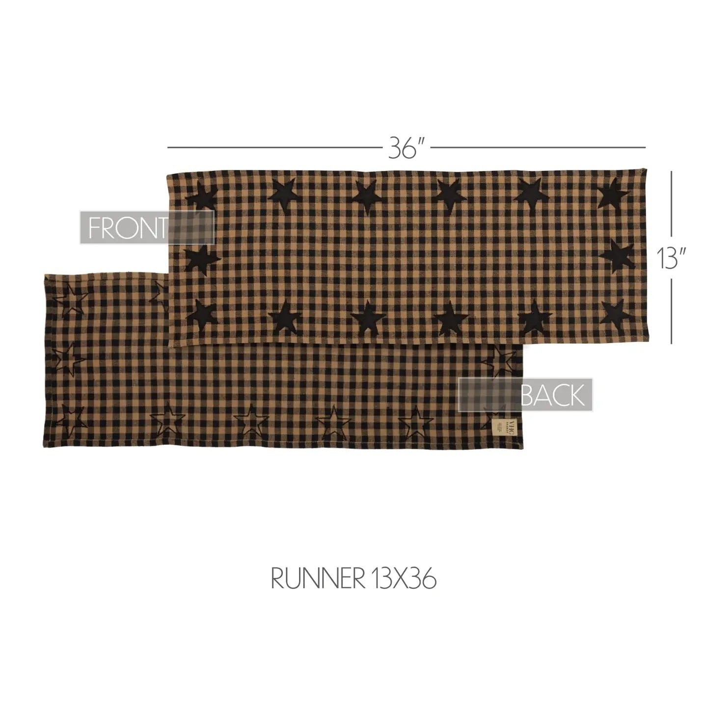 Black Check Star Table Runner