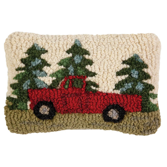 Back Roads Pick-Up Truck Hooked Pillow