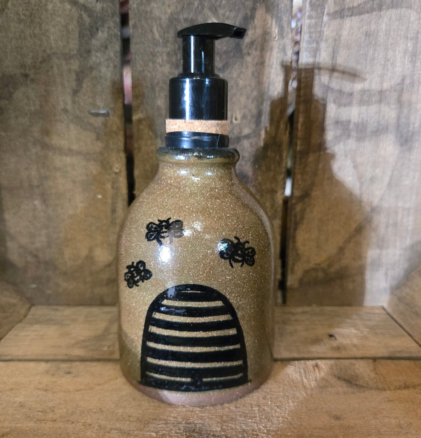 Bee Skep Stoneware Soap Dispenser