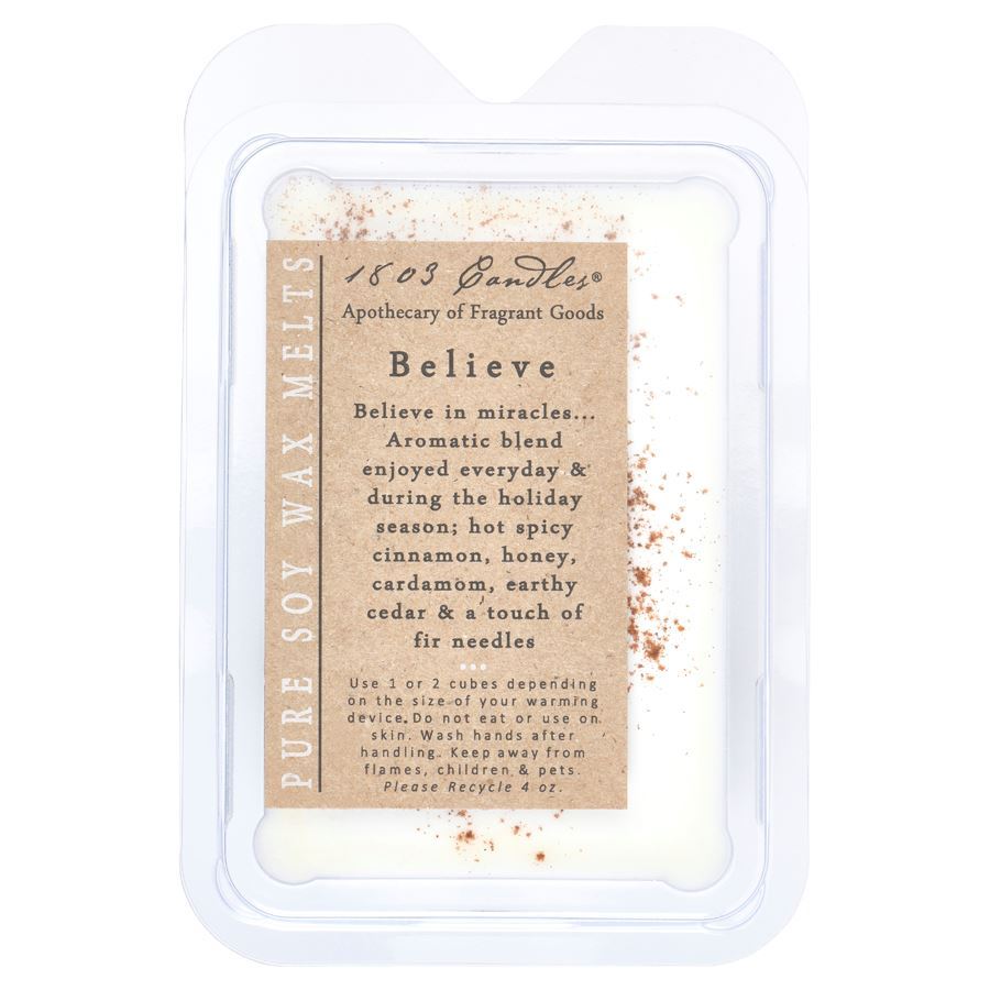 Pure soy wax melt packaging with text on a white background