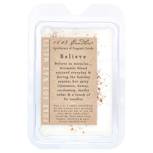 Pure soy wax melt packaging with text on a white background