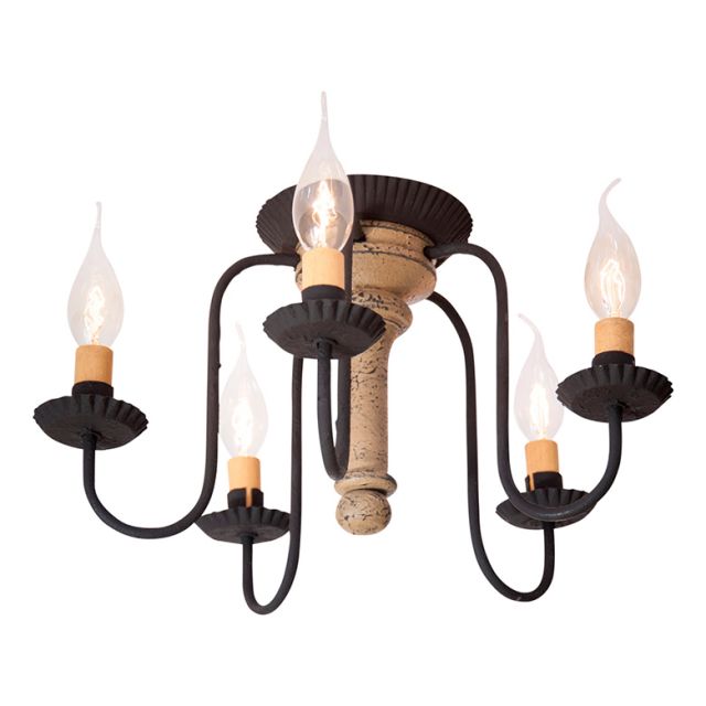 Berkshire Semi-Flush Mount Wood Ceiling Light in Pearwood with Five Arms