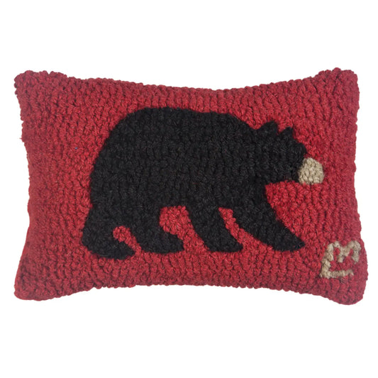Black Bear Hooked Pillow