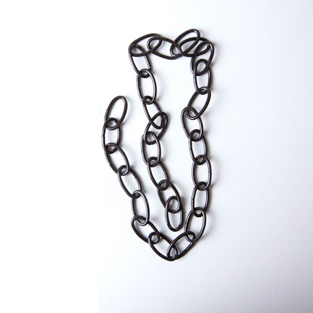 Loops of black chain on white background