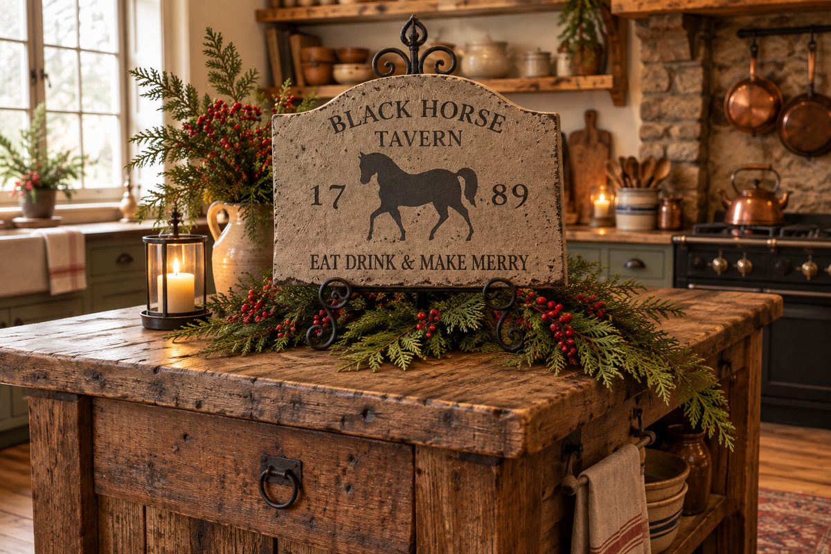 Black Horse Tavern Primitive Wood Sign