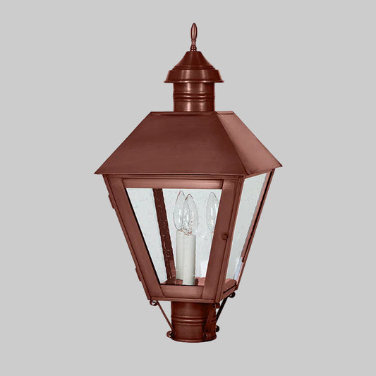 Bronze outdoor lamp with clear glass on a white background
