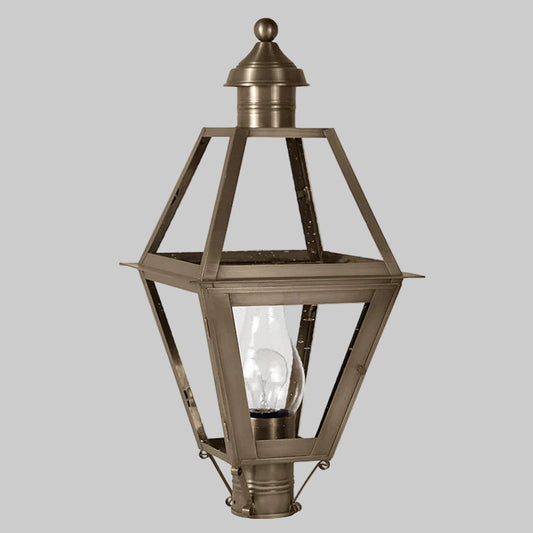 Bronze outdoor lamp with clear glass on a white background