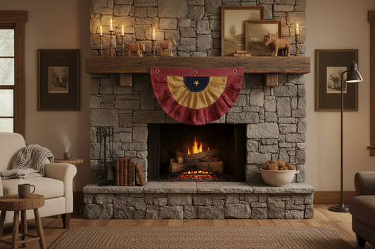 Burgundy and Gold Americana Bunting 20"