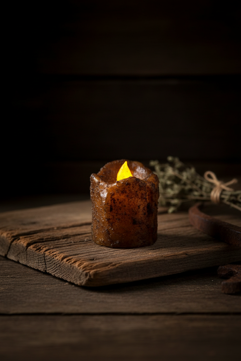 Burnt Mustard Mini Dripped Timer Votive