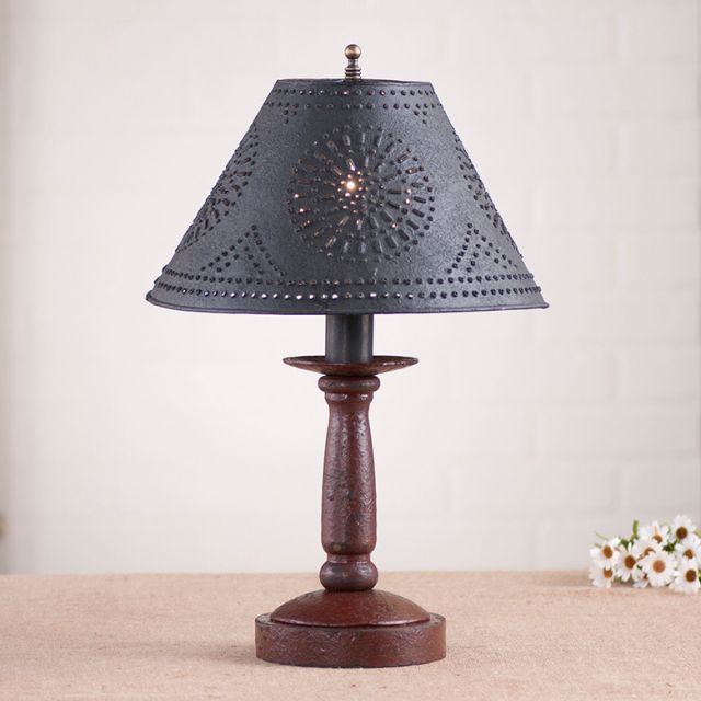 Butcher's Lamp in Americana Red with Textured Metal Shade