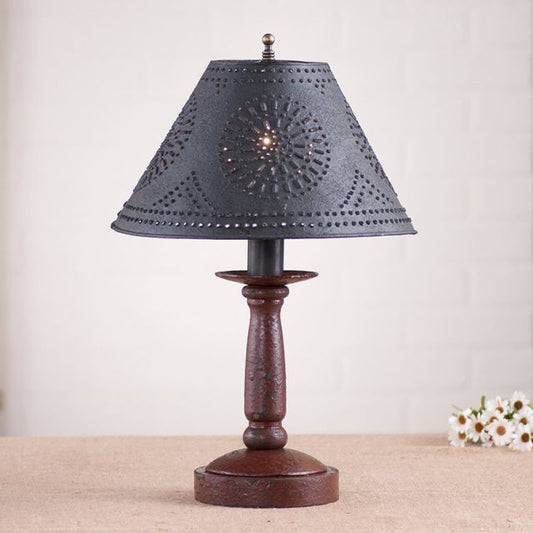Butcher's Lamp in Americana Red with Textured Metal Shade