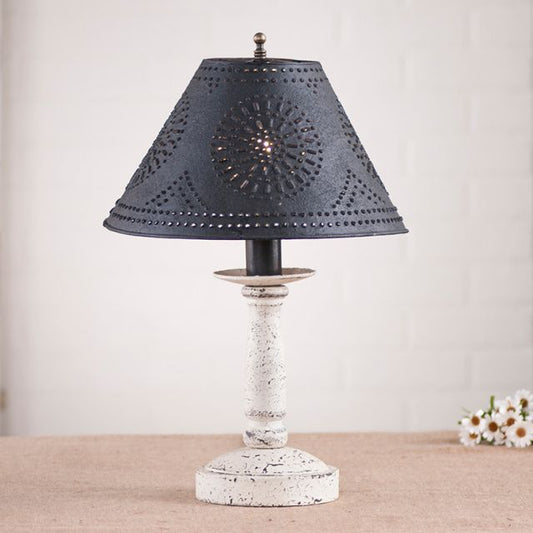 Butcher's Lamp in Americana Vintage White with Textured Metal Shade