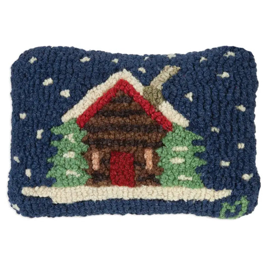 Cabin in the Snow Hooked Pillow