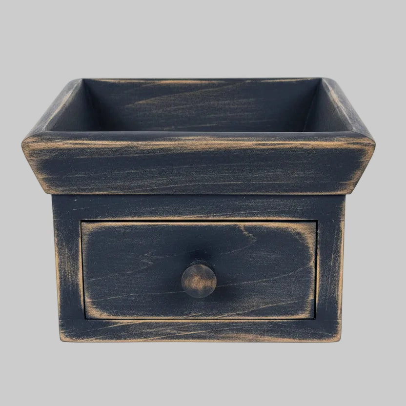 Wood candle box on grey background