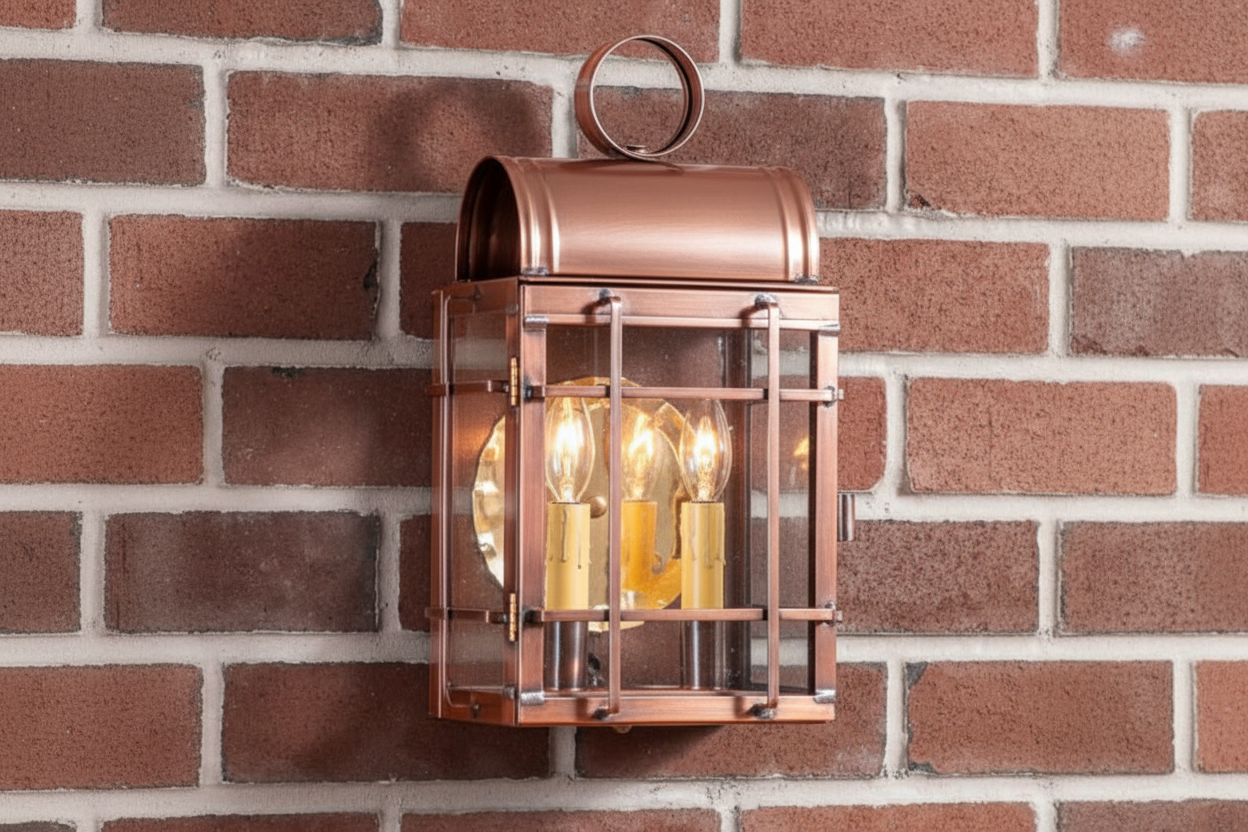 Carriage House Outdoor Wall Light in Solid Antique Copper - 2-Light