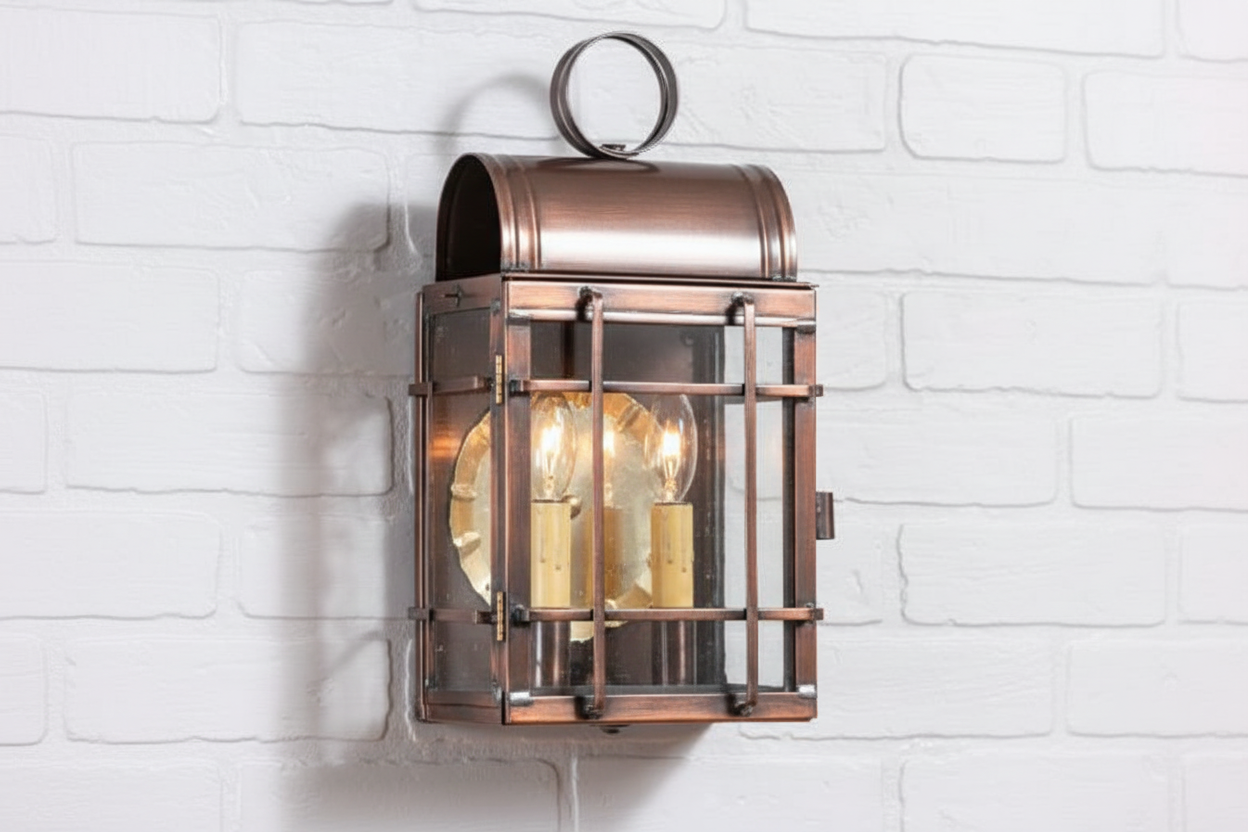 Carriage House Outdoor Wall Light in Solid Antique Copper - 2-Light