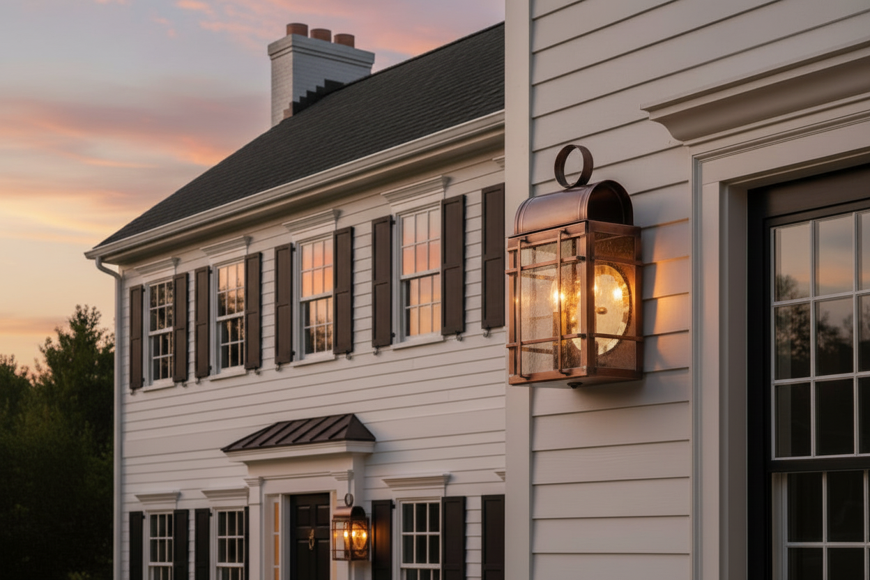 Carriage House Outdoor Wall Light in Solid Antique Copper - 2-Light