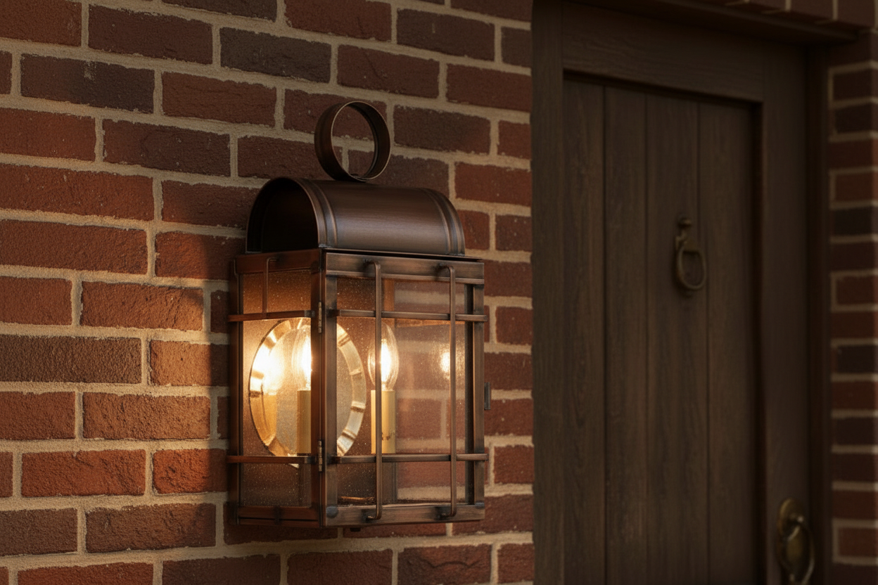 Carriage House Outdoor Wall Light in Solid Weathered Brass - 2-Light