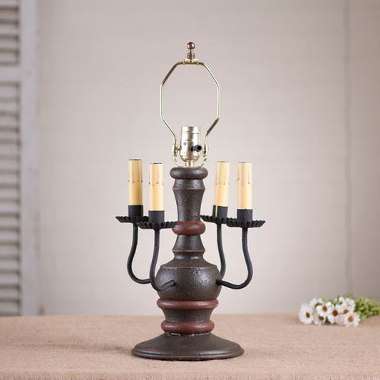 Decorative lamp with candle-like lights on a neutral background