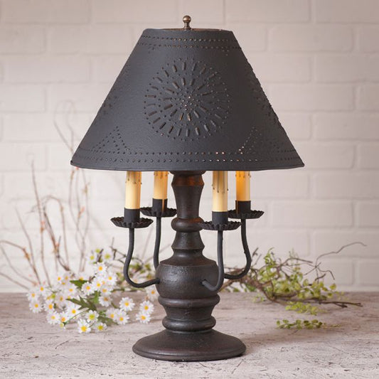 Cedar Creek Wood Table Lamp in Americana Black with Textured Metal Shade