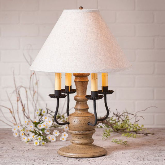 Cedar Creek Wood Table Lamp in Americana Pearwood with Fabric Linen Shade