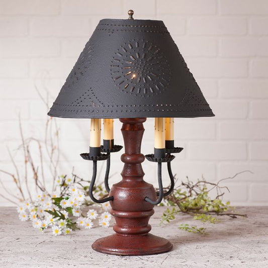 Cedar Creek Wood Table Lamp in Americana Red with Textured Metal Shade