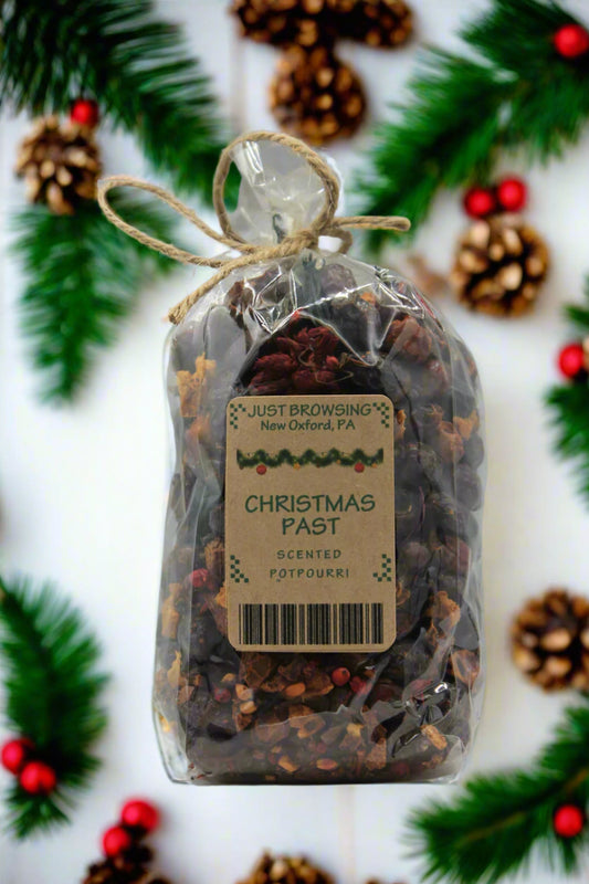 Packaged Christmas past with a label on a white background