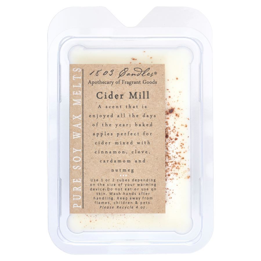 Cider Mill wax melt packaging with text on a white background