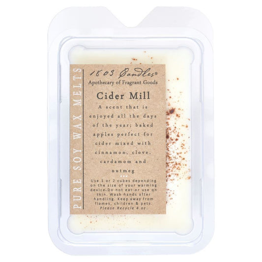 Cider Mill wax melt packaging with text on a white background