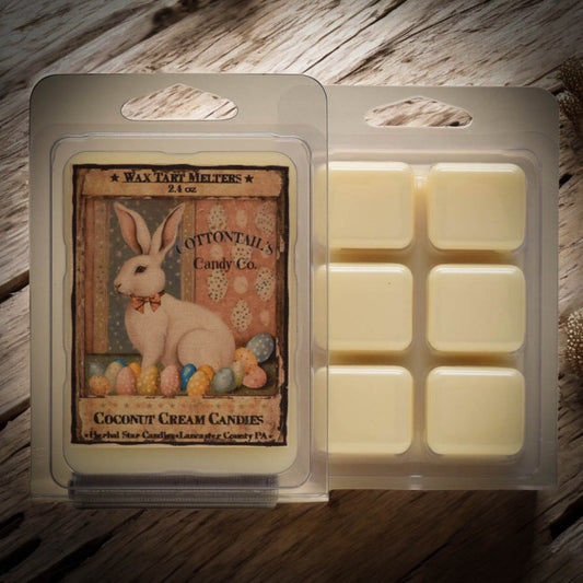 Clear packaging of 6 wax chunks with bunny and eggs artwork