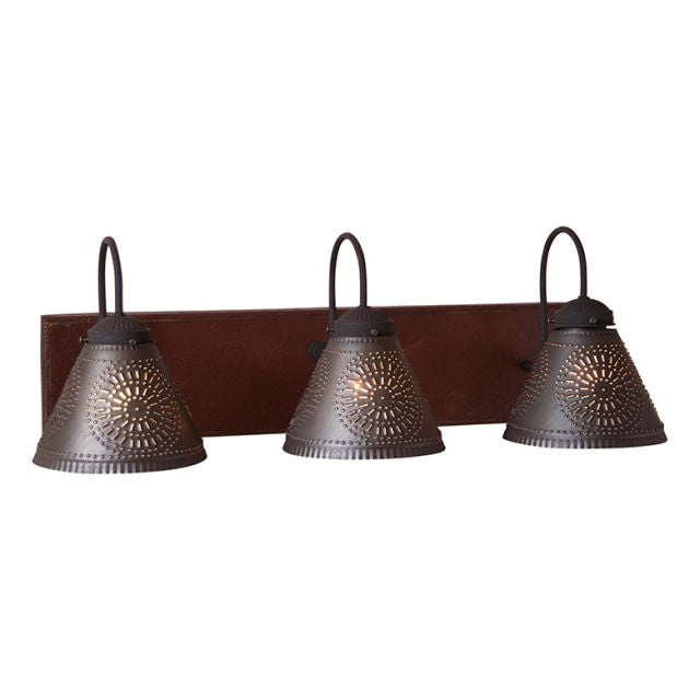 Three Light Crestwood Vanity Light in Plantation Red