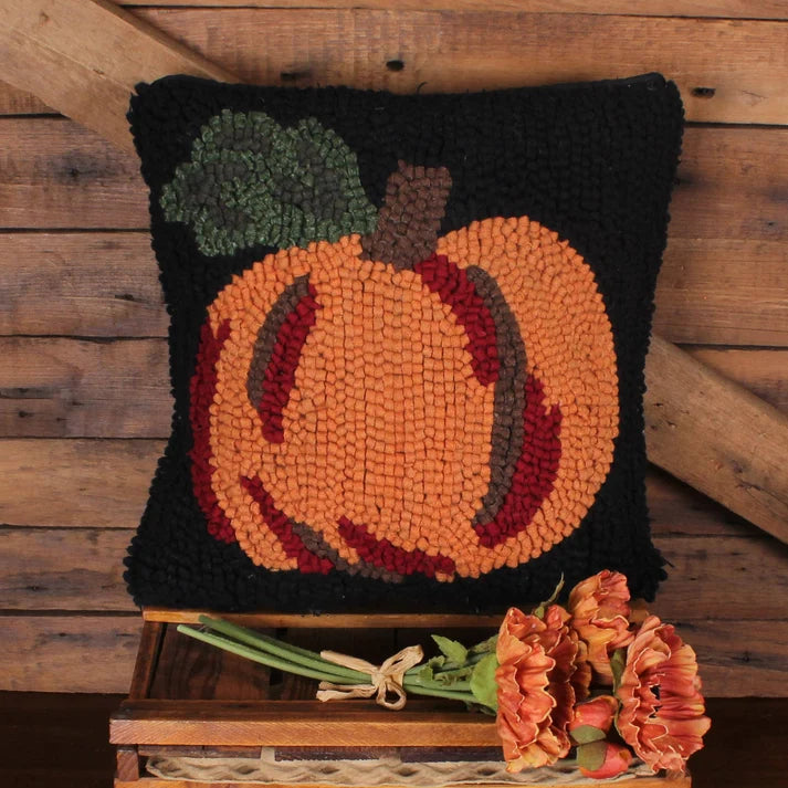 Pumpkin Wool Hooked Pillow