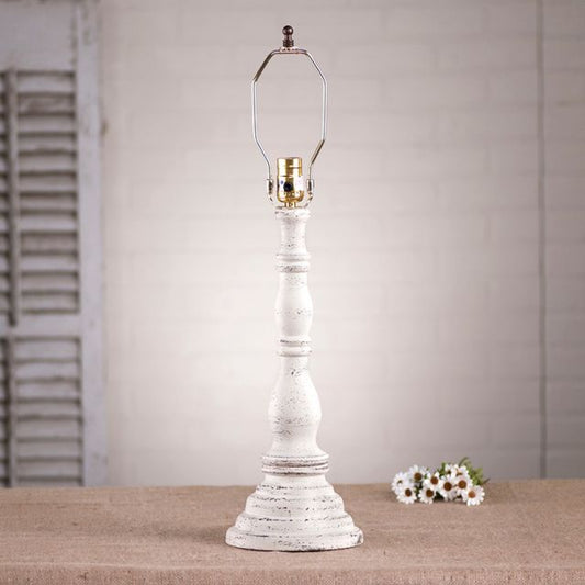 Davenport wood table lamp base in americana white paint on wood surface