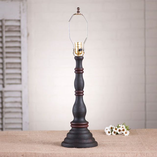 Davenport wood table lamp base in hartford black with red stripe
