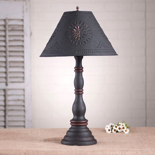 Davenport Table Lamp in Hartford Black with Red with Textured Metal Shade