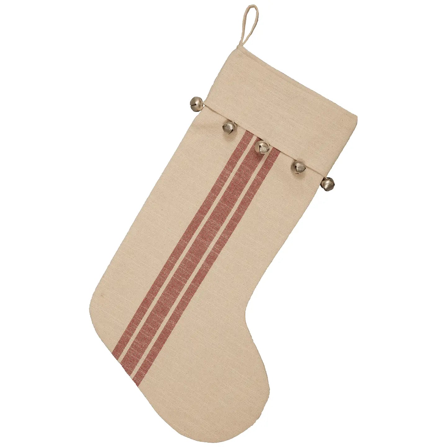 Sleigh Bells Grain Sack Christmas Stocking
