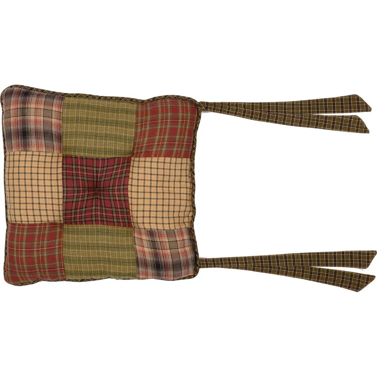 Tea Cabin Patchwork Chair Pad - Green and Red Lodge Plaid
